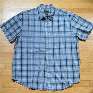 Cherokee Blue and Gray Plaid s/s button down Shirt